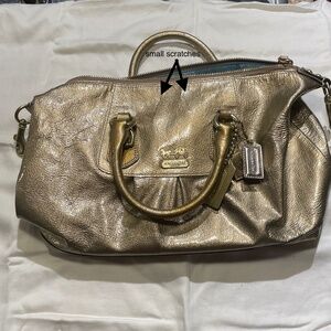 Authentic Coach Metallic Gold Leather Satchel – Excellent Condition